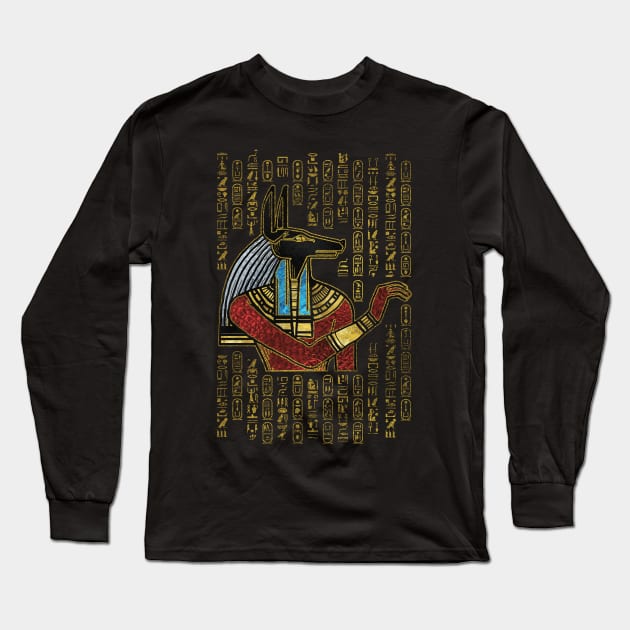 Egyptian Anubis Ornament Long Sleeve T-Shirt by Nartissima